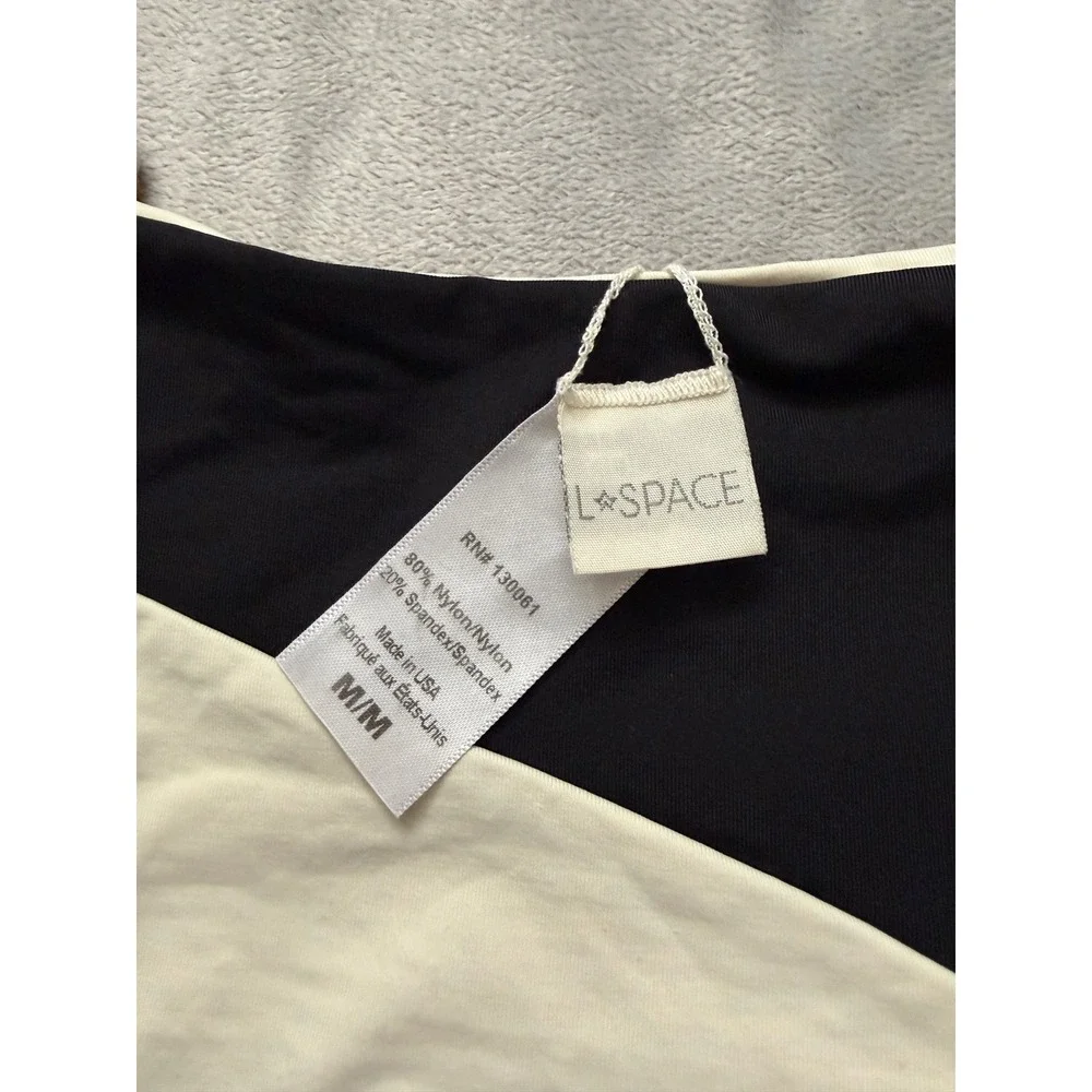 L*Space‎ Bikini Top Womens Medium Black Cream Colorblock Bandeau